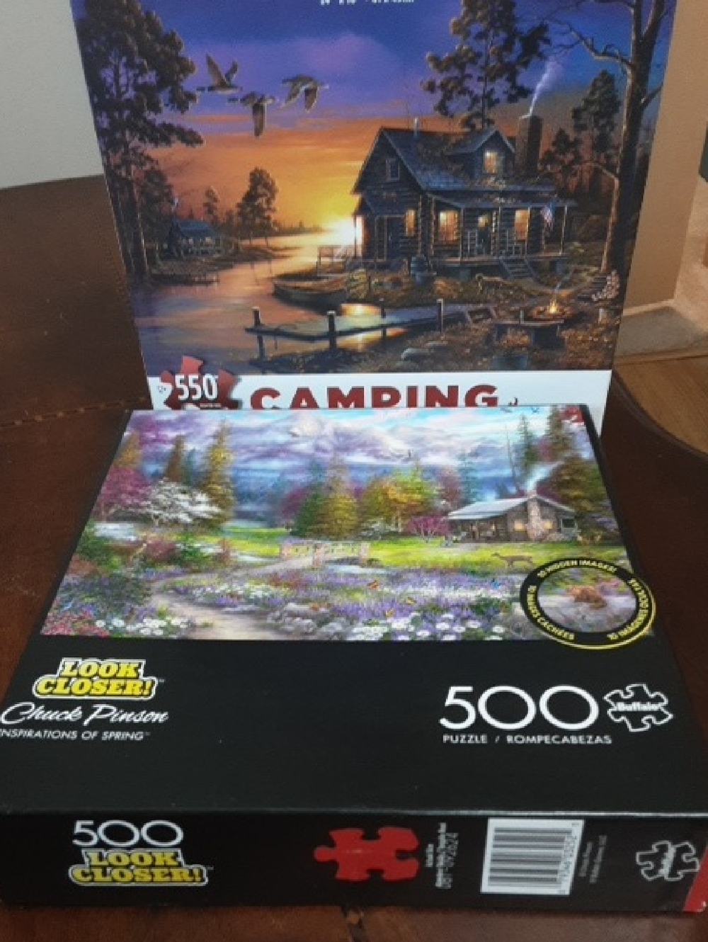 500 Piece Scenic Wildflower Cabin And 550 Piece Camping Puzzles